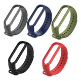 Kit 5 Pulseira Mi Band 5 E 5 Silicone super Resistente Cor Da Pulseira Cinza Escuro/azul Marinho/preto/verde Musgo/vermelho